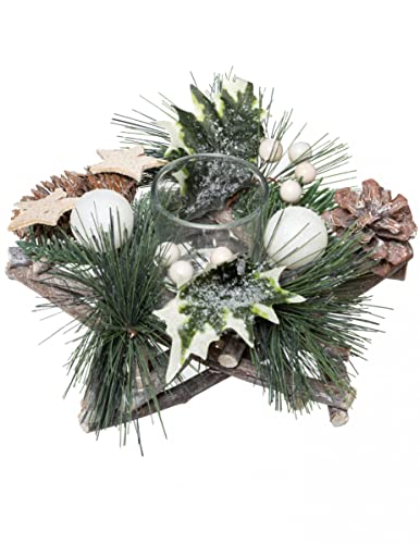 Portavelas estrella de la madera 20 cm