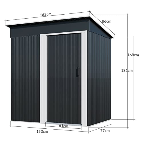 HLJMAQ Metall Anthrazit Pultdach 3m³ Geräteschuppen Gerätehaus Gartenhaus M 1,4m² – Bild 3