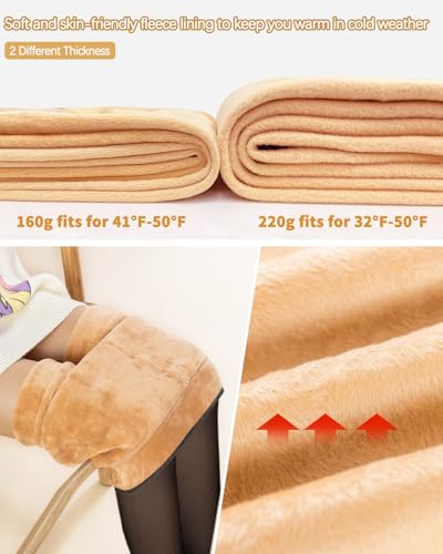 Ibeauti Womens Fleece Lined Tights Sheer Warm Fake Translucent Thermal Pantyhose Stretchy Thick Fleece Tights Control Top3