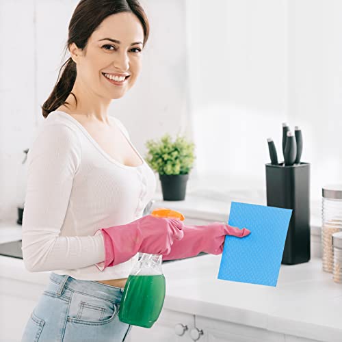 Cfq 12 Pack Swedish Dishcloths For Kitchen, Multi-Surface Swedish Dish Cloths, Cellulose & Cotton Swedish Dishtowels, Reusable Cleaning Sponge Cloth, No Odor (Blue) #TOP4