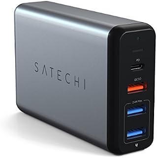 Satechi Type-C 75W Ładowarka podróżna Europlug z USB-C PD Szybkie ładowanie Qualcomm 3.0 dla MacBook Pro 2016/2017, MacBook, iPad Pro, iPhone X