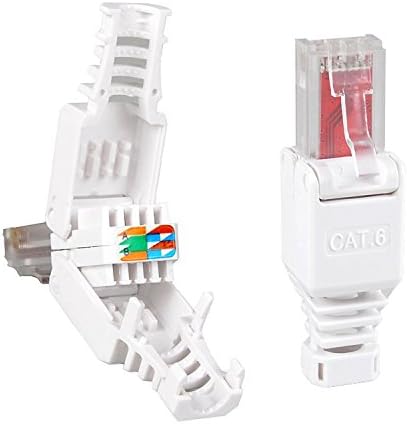 Connecteurs RJ45 Sans Outil Cat7 10 Gbps 600 MHz | Lot De 4, Blindés, Dorés, Réutilisables - Pour Câble CAT7/6A/6 - 8
