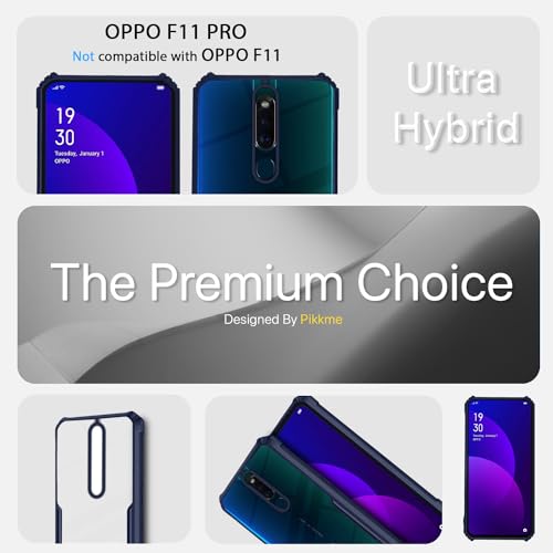 Image of Pikkme Oppo F11 Pro Back Cover | Crystal Clear Transparent Back | Ultra Hybrid | Full Camera Protection | Raised Edge | Bumper Back Case for Oppo F11 Pro (Blue)