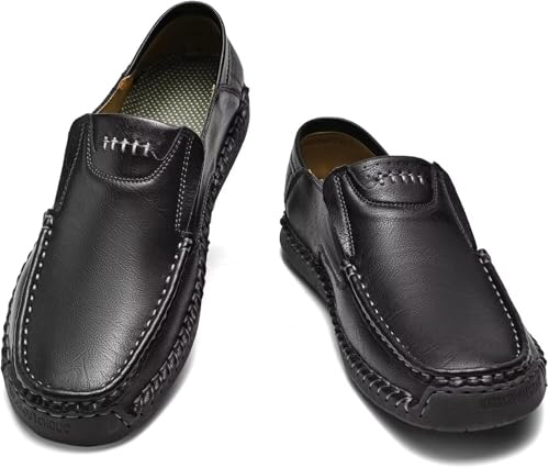 Men's Leather Loafers Slide-in Shoes, Casual Fashion Business Men's Office Driving Shoes