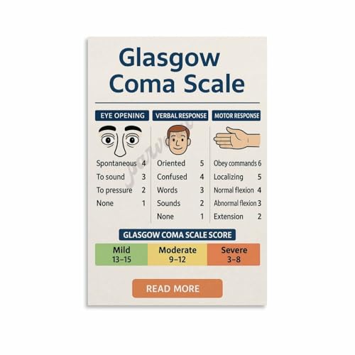 Glasgow Coma Scale Poster Canvas Wall Art 24x36inch