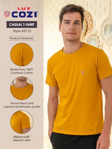 Image of Lux Cozi Men's Cotton Solid Regular Fit T-Shirt