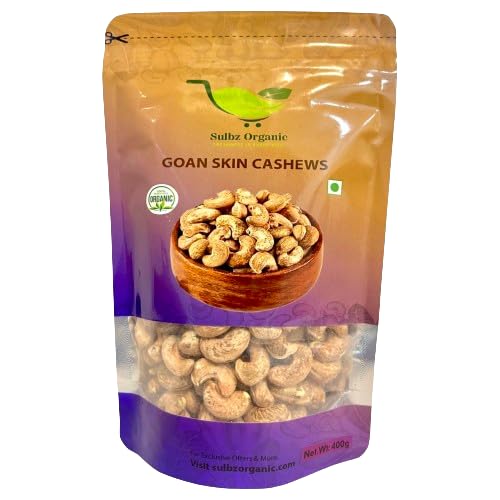 Sulbz Organic Pure Cashews Whole|Raw Kaju|Goan Cashews|Rich In Protein,Magnesium,And Phosphorus|Premium Nuts And Dry Fruits Pack Of 400 Gms
