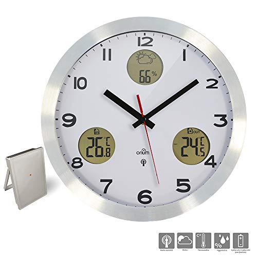 Orium 11215 Horloge Météo Radio-contrôlée, Alu, 30cm
