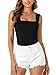 KIFOVEN Women's Sexy Sleeveless Square Neck Backless Tank Top Bodysuit Leotard Black X-Small