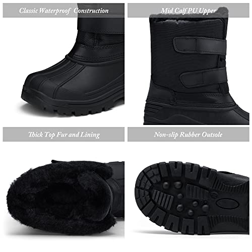 Vepose Boy's Girl's Snow Boots Black Insulated Waterproof Boots Outdoor Mid Calf Walking Booties Toddler Size 9(Ctx822 Black 09) #TOP2