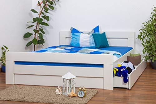 Steiner Shopping GmbH Doppelbett/Funktionsbett Easy Premium Line K6 inkl. 2 Schubladen und 1 Abdeckblende 180 x 200 cm Buche Vollholz massiv weiß lackiert – Bild 6