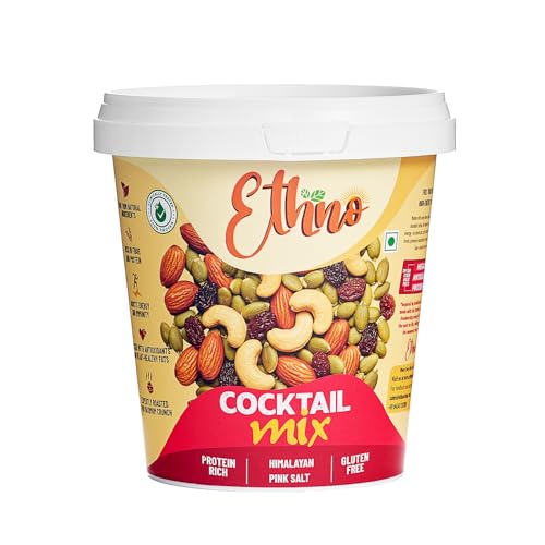 Image of Ethno Cocktail Bio-Activated Sweet & Salty Trail Mix (400g) - Roasted Almonds, Cashews, Raisins, Cranberries - Sprouted Nuts & Seeds + Mixed Dry Fruits Combo Pack - Sugar-Free Oil-Free, Healthy Snacks