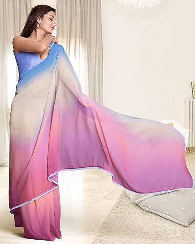 Image of Avantika Fashion Women's Amazing Plain Georgette Saree With Blouse Piece