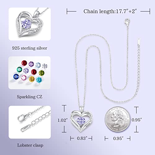 Cde Forever Love Heart Women Necklace 925 Sterling Silver Rose Gold Plated Birthstone Pendant Necklaces For Women With Cubic Jewelry Gifts Birthday Gift For Mom Women Wife Girls Her #TOP3