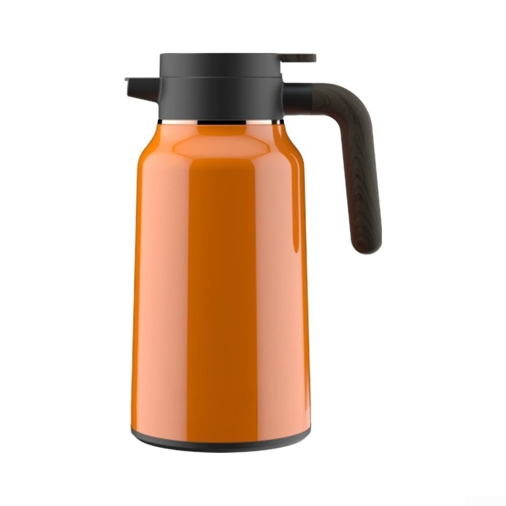 Jarra térmica de café de 2 litros aislada al vacío con botón, a prueba de fugas, para bebidas calientes, oficina, hogar, 68 onzas (naranja)