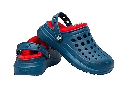 Joybees Kid's Cozy Lined Clog | Extra Cozy Comfort Slipper For Little Kids And Toddlers - Navy/Red, 6-7 #TOP2