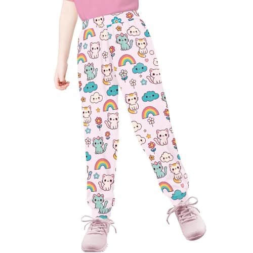 Joggers for Girls Loose Sweatpants Kids Elastic Waist Jogger Pants Athletic Trousers with Pockets 4-15Y