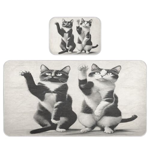 Burbuja Baby Cooling Mat Black White Cats Bed Pad Ice Silk Cool Mat for Crib Mattress, Sleeping Pad with Pillowcase for Girl Boy, 28x52 in