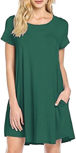 Voinnia Womens Casual Plain Simple Pocket T-shirt Loose Dress