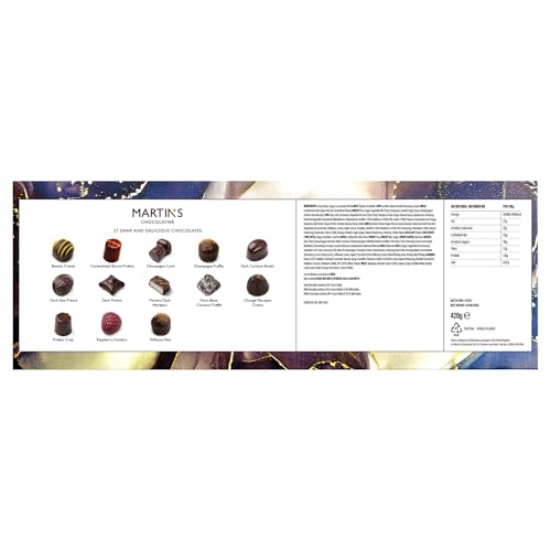 Martin's Chocolatier Dark & Delicious Signature Collection | 27 Luxury Chocolates Gift Box | Selection of Fine Chocolates Including Belgian and Dutch Chocolates.