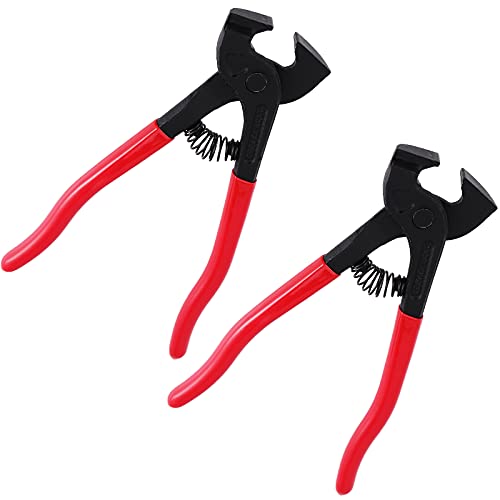 SHEUTSAN 2 PCS 8 Inches Tile Nippers, Handheld Steel Nipper with Rubber Handle, Spring Loading Cutting Tool Tungsten Carbide Sprint Pliers for Cutting Ceramic, Porcelain, Glass, Mosaic