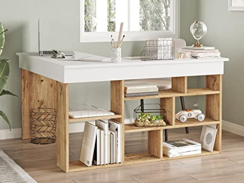 Vente-unique - Scrivania angolare con Scomparti