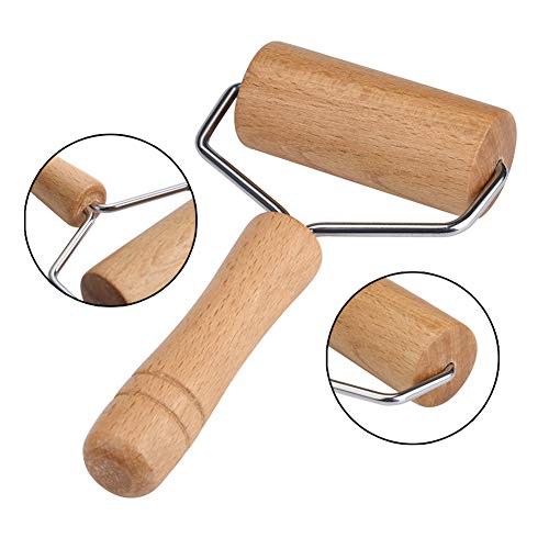 Lasenersm 1 Piece 9.5Cm Wide Wood Pastry Pizza Roller Wooden Brayer Wooden Rolling Pins Wood Dough Roller 5D Diamond Painting Tool Wooden Roller For Baking Or Ceramic Pottery Clay Working thumb #2