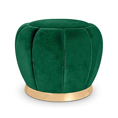Tabouret en velours vert et bois pour coiffeuse