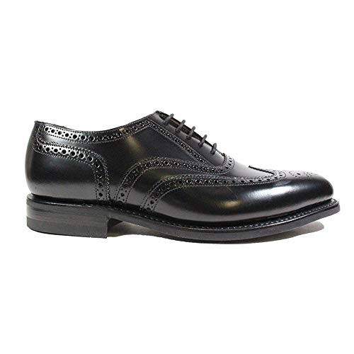 Loake 302 Black Polished Leather Mens Oxford Brogue Shoes UK 12 Black