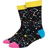 NKPT Fun Socks for Men | Novelty Crew Socks with Funny Designs | One Size Fits Most (Shoe Size 7-12), Constellations