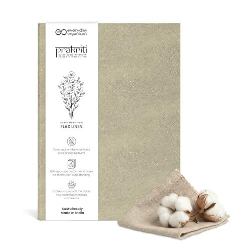 Image of eo A5 Hardbound Diary Notebook, 100 Ruled Pages 100 GSM | Flax Linen Cover with Cotton Rag Paper | Aesthetic Journal Diary for Women & Men | Daily Planner, Notes, Office