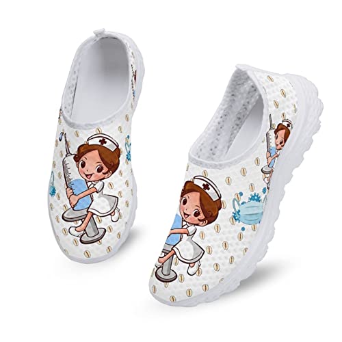 Dolyues Zapatillas de correr ligeras para mujer, talla 35 EU-45 EU, Diseño de cuidado blanco, 38 EU Cover