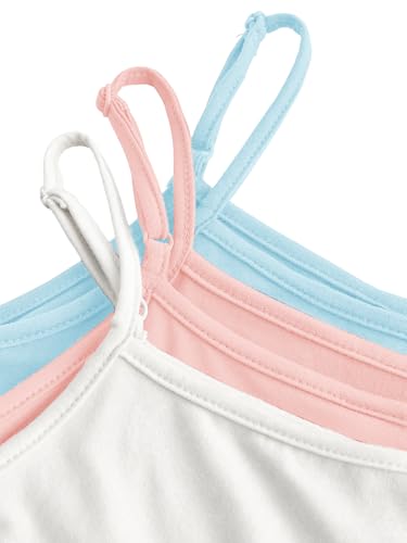 Image of SOLY HUX Girl's Tank Tops 3 Packs Cute Ruched Spaghetti Strap Camisole Slim Fit Undershirts