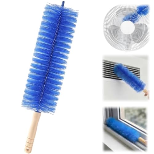 Image of Fan Cleaning Brush with Bendable Microfiber Head, Reusable Dusting Brush for Fan Blades, Window Blinds, Air Conditioner Vents, Ceiling Fans, Car Vents and Hard-to-Reach Areas, Blue