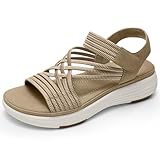 Vilanva Women's Comfortable Walking Sandals (Dark Khaki Size 10)