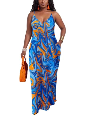 PerZeal Womens Maxi Dress with Pockets 2026 Casual Strap Plus Size Loose Tie Day Long Office Summer Beach Travel Dresses X-Large
