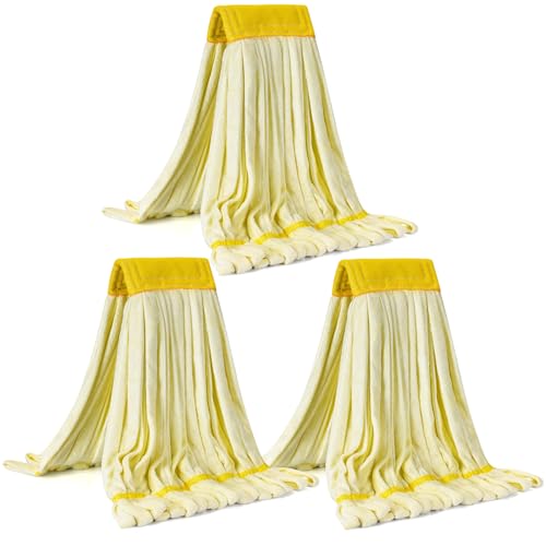 Image of Matthew Cleaning Microfiber Tube Mop(Large,Yellow,3Pack) Heavy Duty Mop Head Replacement,Excellent Absorbency,Premium launderability,Reusable,Loop end for Home,Commercial and Industrial Use
