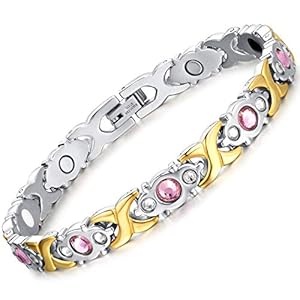 Jeracol Magnetfeldtherapie Armband Titanstahl Gold Rosa