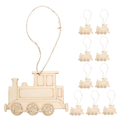 MUELODSIC 10個 木製の列車ペンダント 形をした 機関車 電車 少し スライス ク