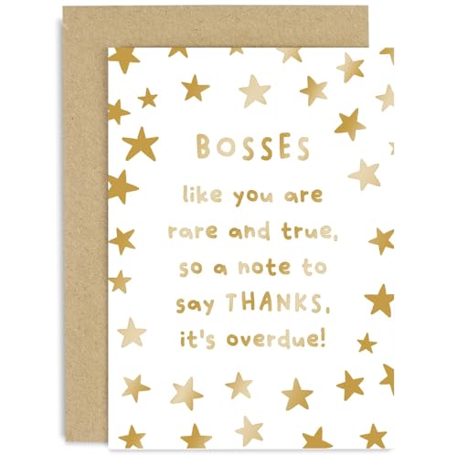 Old English Co. Boss Thank You Card - Gift for Boss - Leaving, Farewell, Retirement Card for Boss - Card for Him or Her - Sentimental Keepsake Card for Men and Women | Blank Inside