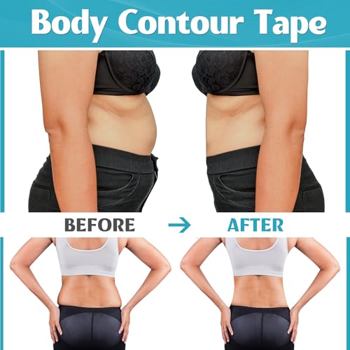 Image of Geiserailie 30 Pcs Tummy Tape Precut Kinesiology Elastic Belly Tape for Tummy Lift Leg Back Fat Lift Body Stoma Backless Dresses Wedding Pregnancy