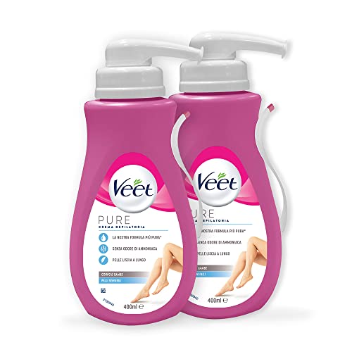 Veet Crema Depilatoria Pelli Sensibili, per Gambe, Braccia, Ascelle e Zona Bikini 400 ml, Maxi...