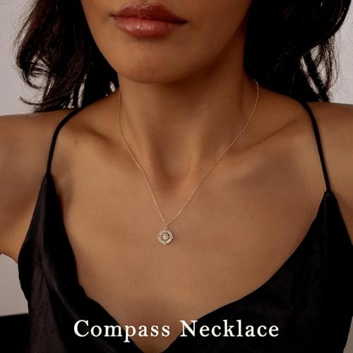 Image of Gold Silver Necklace for Women, Dainty Cubic Zirconia Pendant