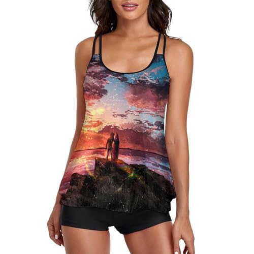 Ensemble bikini tankini femme Nebula Surf, le look short de garçon idéal pour vos journées mer