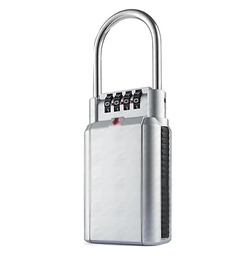 OPFdfhDFH Key locks, 4-Digit Combination Key Storage Lock,Resettable Safe Security Password Box,Weatherproof Portable With Shackle(Silver)