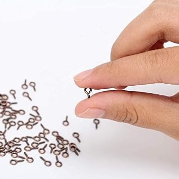 Coolrunner 6 Colors 600Pcs Small Screw Eye Pins, Eye pins Hooks, Eyelets Screw Threaded Silver Clasps Hooks Eye Screws for Jewelry Making