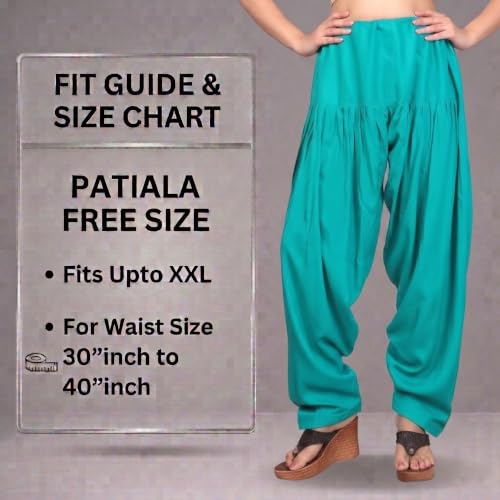 Image of FASHION GALLERY Women's Rayon Relaxed Fit Patiala Salwar with Full Length Drawstring Closure Type and Flexible Waist | Patiala Pant for Woman Free Size Fit Upto XXL