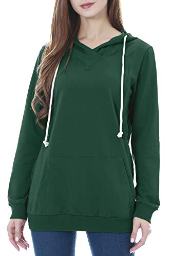 Smallshow Schwangere Pflege Damen Langarm Stillen Shirt Sweatshirt Kapuzenpullover Stillzeit Deep Green M