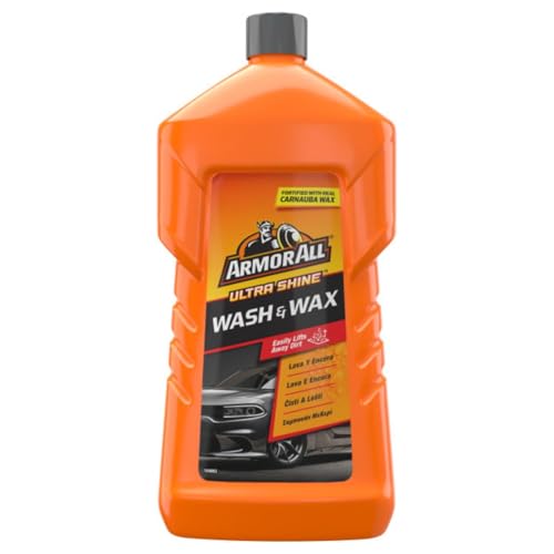 ARMOR ALL Champú y Cera Coche 1L - Limpia, Da Brillo y Protege en un Solo Paso, Cera de Carnauba para Acabado 'Recién Encerado', Seguro para Todos los Acabados, Ahorra Tiempo y Esfuerzo