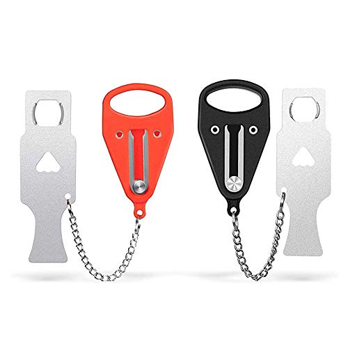 2 Piezas Cerradura de Puerta Porttil, Cerradura de Puerta de Seguridad de Viaje, para Dispositivo de Seguridad, Hogar, Apartamento, Hotel, Cerradura de Puerta, Seguridad de Viaje (Rojo, Negro)